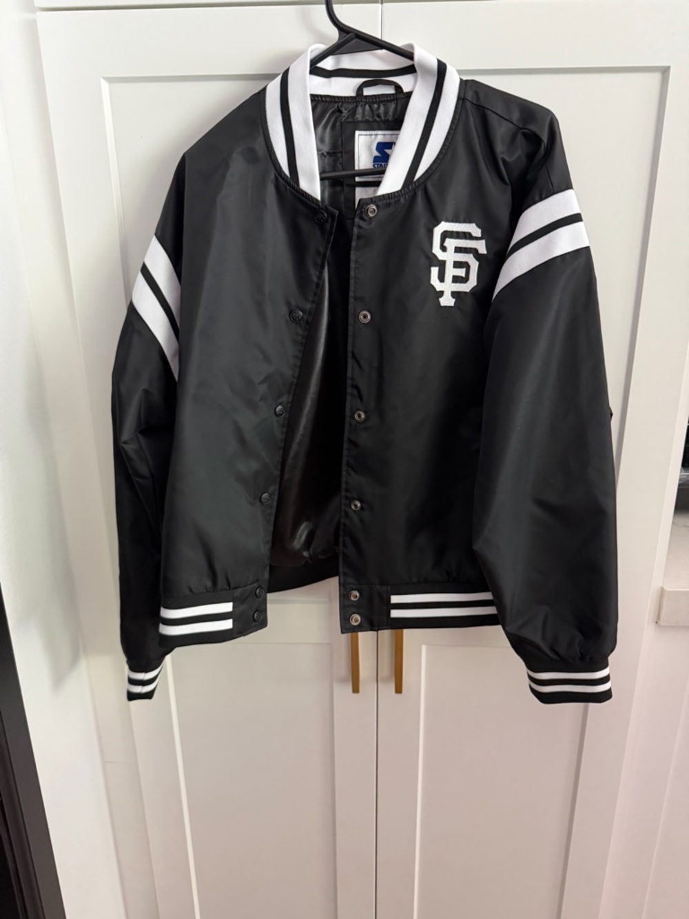 San Francisco Giants Black & White Satin Jacket Size XL